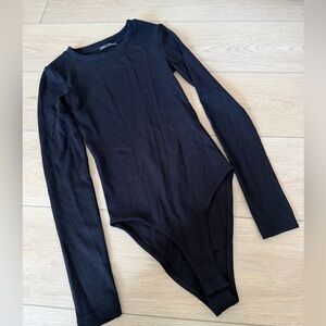 Zara Black Ribbed Bodysuit